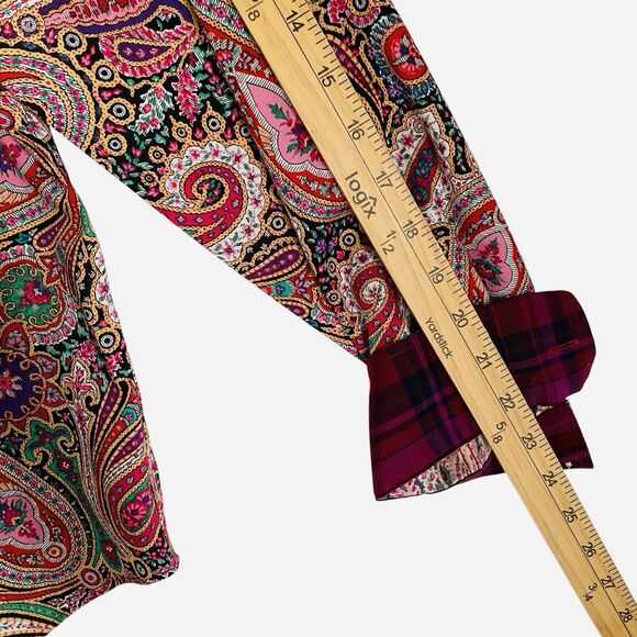 Chaps Top Women's XL Paisley Multicolor Shirt Button Up Long Sleeve Glam Chic - Picture 9 of 10
